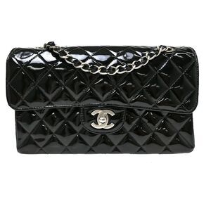 Chanel Timeless - Classic Double Flap Quilted Crinkled Patent Black
